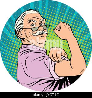 we can do it old man retired pop art avatar character icon Stock Vector