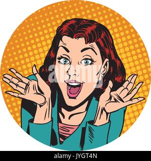 surprise woman pop art avatar character icon Stock Vector