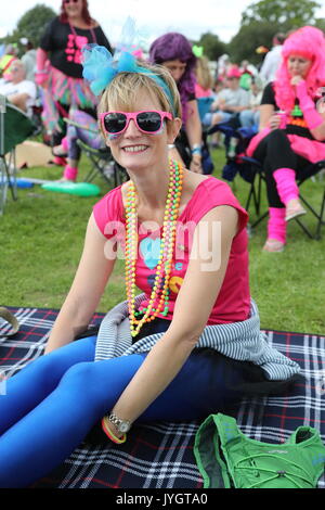 Henley-on-Thames, Oxfordshire, UK. 19th August, 2017. Thousands of revellers enjoy themselves eagerly awaiting the live music of the 80's at this year's Rewind Festival South 2017 on its first day Credit: Uwe Deffner/Alamy Live News Stock Photo