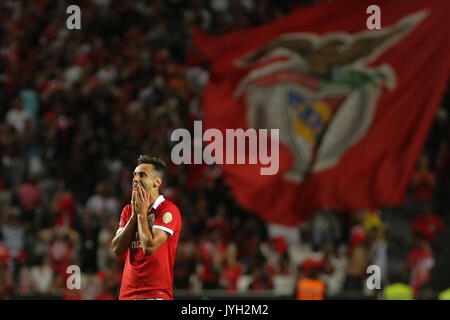 Lisbon, Portugal. 19th Aug, 2017. Benfica's forward Jonas from Brazil during the Premier League 2017/18 match between SL Benfica v CF Belenenses, at Luz Stadium in Lisbon on August 19, 2017. Credit: Bruno Barros/Alamy Live News Stock Photo