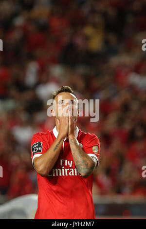 Lisbon, Portugal. 19th Aug, 2017. Benfica's forward Haris Seferovic from Switzerland during the Premier League 2017/18 match between SL Benfica v CF Belenenses, at Luz Stadium in Lisbon on August 19, 2017. Credit: Bruno Barros/Alamy Live News Stock Photo