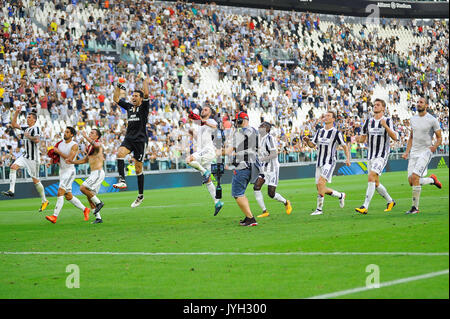 Turin, Italy. 19th August, 2017. Juventus FC after the match Serie A TIM between  Juventus FC and Cagliari Calcio at Allianz Stadium Torino. The final result of the match is 3-0. Credit: Fabio Petrosino/Alamy Live News Stock Photo