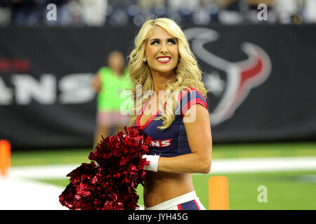 Houston, Texas, USA. 19th Aug, 2017. A Houston Texans cheerleader performs prior to an NFL preseason game between the Houston Texans and the New England Patriots at NRG Stadium in Houston, TX on August 19, 2017. Credit: Erik Williams/ZUMA Wire/Alamy Live News Stock Photo