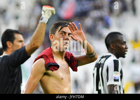 Turin, Italy. 19th August, 2017. Paulo Dybala (Juventus FC) after the match Serie A TIM between  Juventus FC and Cagliari Calcio at Allianz Stadium Torino. The final result of the match is 3-0. Credit: Fabio Petrosino/Alamy Live News Stock Photo