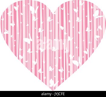 Cute Butterfly Silhouette in a Valentine Heart Stock Vector