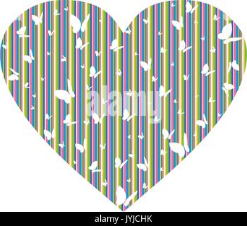 Cute Butterfly Silhouette in a Valentine Heart Stock Vector
