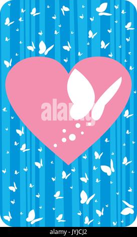 Cute Butterfly Silhouette in a Valentine Heart Stock Vector