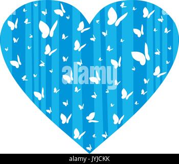 Cute Butterfly Silhouette in a Valentine Heart Stock Vector