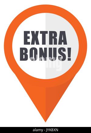 Extra bonus orange pointer vector icon in eps 10 isolated on white background. Stock Vector