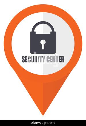Security center orange pointer vector icon in eps 10 isolated on white background. Stock Vector