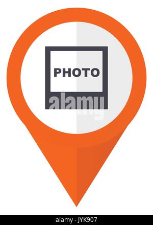Photo orange pointer vector icon in eps 10 isolated on white background. Stock Vector