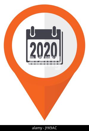 New year 2020 orange pointer vector icon in eps 10 isolated on white background. Stock Vector