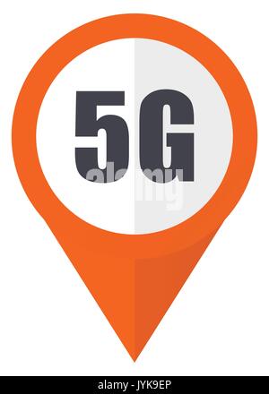 5g orange pointer vector icon in eps 10 isolated on white background. Stock Vector