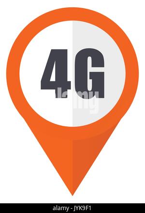 4g orange pointer vector icon in eps 10 isolated on white background. Stock Vector