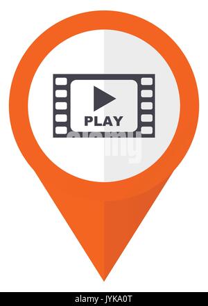 Play video orange pointer vector icon in eps 10 isolated on white background. Stock Vector