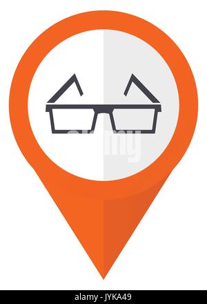 3d glasses orange pointer vector icon in eps 10 isolated on white background. Stock Vector