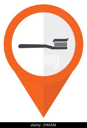 Toothbrush orange pointer vector icon in eps 10 isolated on white background. Stock Vector