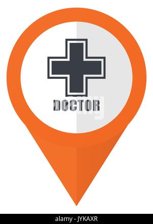 Doctor orange pointer vector icon in eps 10 isolated on white background. Stock Vector