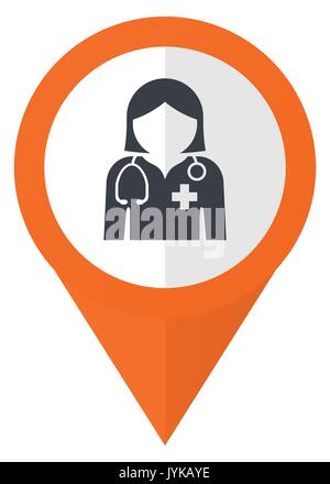 Doctor orange pointer vector icon in eps 10 isolated on white background. Stock Vector