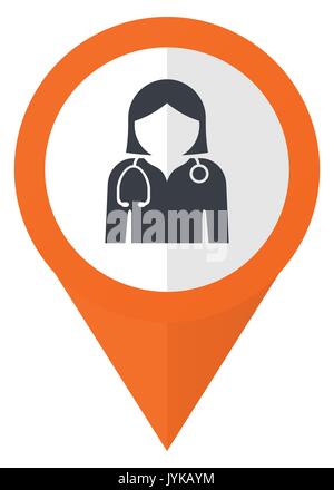 Doctor orange pointer vector icon in eps 10 isolated on white background. Stock Vector