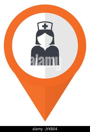 Nurse orange pointer vector icon in eps 10 isolated on white background. Stock Vector