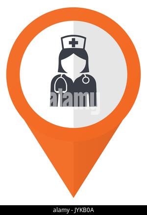 Nurse orange pointer vector icon in eps 10 isolated on white background. Stock Vector