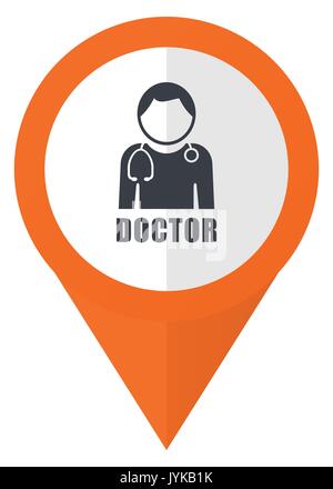 Doctor orange pointer vector icon in eps 10 isolated on white background. Stock Vector