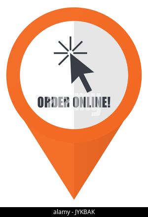Order online orange pointer vector icon in eps 10 isolated on white background. Stock Vector