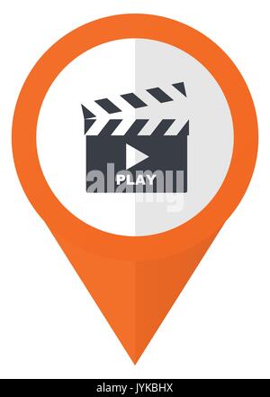 Video orange pointer vector icon in eps 10 isolated on white background. Stock Vector
