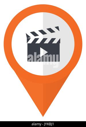 Video orange pointer vector icon in eps 10 isolated on white background. Stock Vector