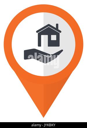 House care orange pointer vector icon in eps 10 isolated on white background. Stock Vector