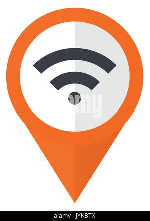 Wireless orange pointer vector icon in eps 10 isolated on white background. Stock Vector