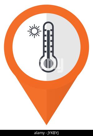 Hot temperature orange pointer vector icon in eps 10 isolated on white background. Stock Vector