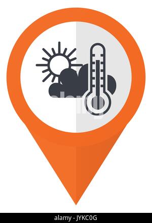 Weather forecast orange pointer vector icon in eps 10 isolated on white background. Stock Vector