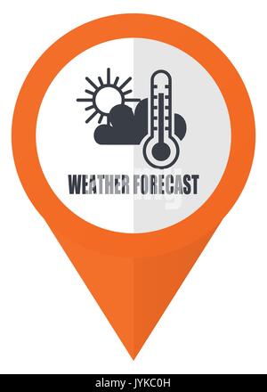 Weather forecast orange pointer vector icon in eps 10 isolated on white background. Stock Vector