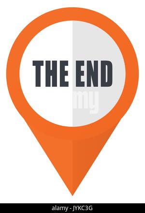 The end orange pointer vector icon in eps 10 isolated on white background. Stock Vector