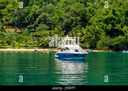 Yacht in Angra dos Reis bay Stock Photo