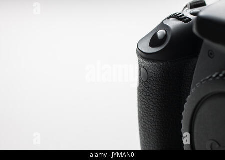 close-up of a dslr shutter release button on isolated background Stock Photo