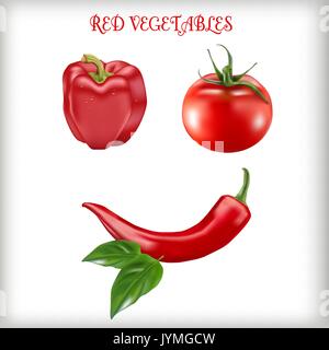 Set of red vegetables Stock Vector
