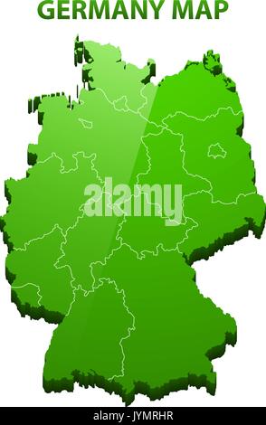 Highly detailed three dimensional map of Germany with regions border