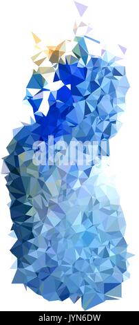 Abstract color splash shape. Triangulated geometric low poly background, cobalt blue shades. Isolated on white. For your design. Stock Vector
