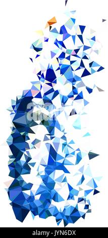 Abstract color splash shape. Triangulated geometric low poly background, deep blue shades. Isolated on white. For your design. Stock Vector