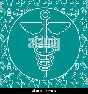 medicine symbol icon over turquoise  background vector illustration Stock Vector