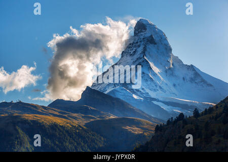 Matterhorn against sunset in Swiss Alps, Zermatt area, Switzerland Stock Photo