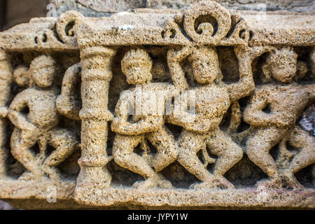 Sculpture on Modhera Sun Temple Stock Photo