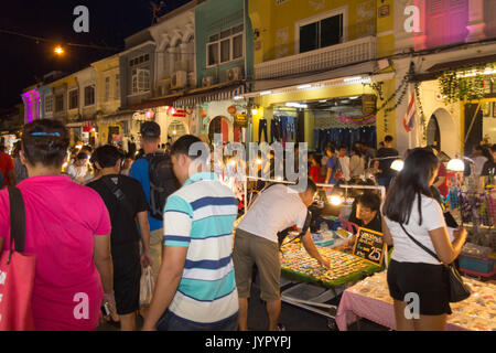 Sunday street market, Thalang Road, Old Phuket Town, Thailand Stock Photo