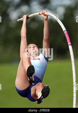 Great Britain's Holly Bradshaw competes in the Women's Pole Vault during the Muller Grand Prix at the Alexandra Stadium, Birmingham. Stock Photo