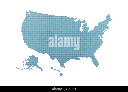 Dotted style map of USA and white background . Stock Vector