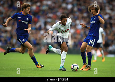 Tottenham Hotspur's Mousa Dembele on the ball during the Premier League match at Wembley Stadium, London. PRESS ASSOCIATION Photo. Picture date: Sunday August 20, 2017. See PA story SOCCER Tottenham. Photo credit should read: Mike Egerton/PA Wire. RESTRICTIONS: No use with unauthorised audio, video, data, fixture lists, club/league logos or 'live' services. Online in-match use limited to 75 images, no video emulation. No use in betting, games or single club/league/player publications. Stock Photo