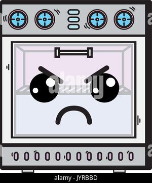 kawaii cute angry oven technology Stock Vector